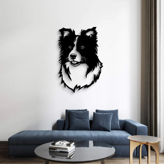 Border Collie Metal Sign Silhouette